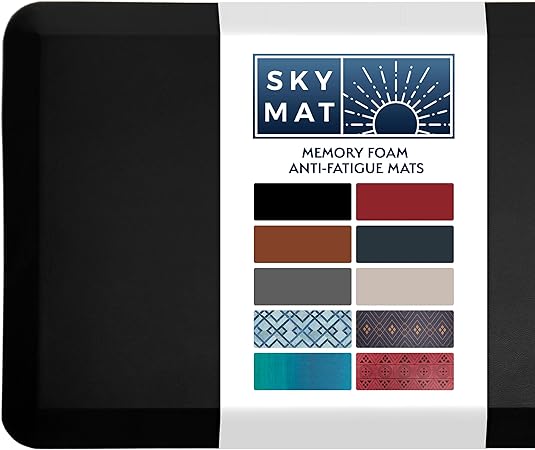 Sky Solutions Anti Fatigue Floor Mat - 3/4" Thick Cushioned Kitchen Rug, Standing Desk Mat - Comfort at Home, Office, Garage - Non Slip, Durable and Stain Resistant (17" x 24", Black)