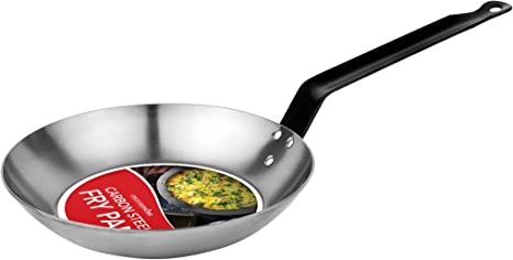 Modern Innovations 8.8" Carbon Steel Fry Pan - Non-Stick French Style Skillet with Riveted Metal Handle - Induction Safe Carbon Steel Skillet for Professional Cooks - Sauté, Stir Fry, Searing, Camping