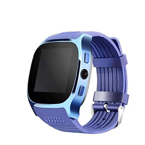 Lovewe New T8 BT3.0 Smart Watch,Fitness Tracker,Pedometer,Sleeping Tracker,Sedentary Reminder,Support SIM and TFcard Camera,For Android For iPhone (Blue)