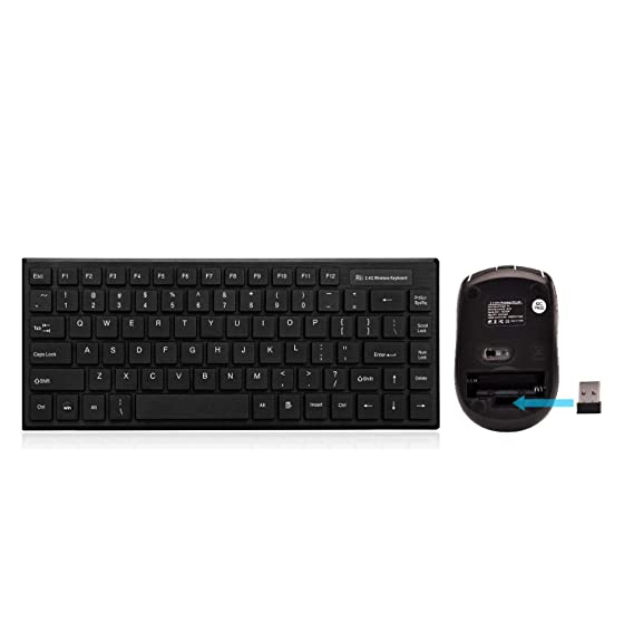Rii RK700 2.4Ghz Ultra-Slim Wireless Keyboard and Mouse Combo Multimedia Compact Keyboard and Mouse for PC Laptop,Desktop,Raspberry Pi KODI HTPC XBMC MacBook Android TV Box Smart TV,Windows