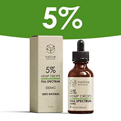 Native Botanics Organic Hemp Seed Oil Drops 5% (500mg) – Full Spectrum, 100% Pure, Natural & CO2 Extracted Herbal Oil – Anti-inflammatory & Rich in Omega-3 & Omega-6 Fatty Acids to help relieve Pain, Stress & Anxiety – Researched & Developed in the UK