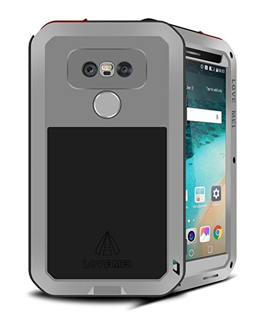 LG G5 case,Feitenn Water resistant Shockproof Rain proof Dust/Dirt/Snow Proof Gorilla Glass Aluminum Metal Military Heavy duty Silicone Case For LG G5(Sliver)