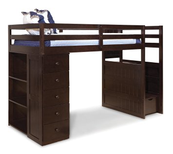 Canwood Mountaineer Loft Bed with Storage Tower and Built in Stairs Drawers, Twin, Espresso