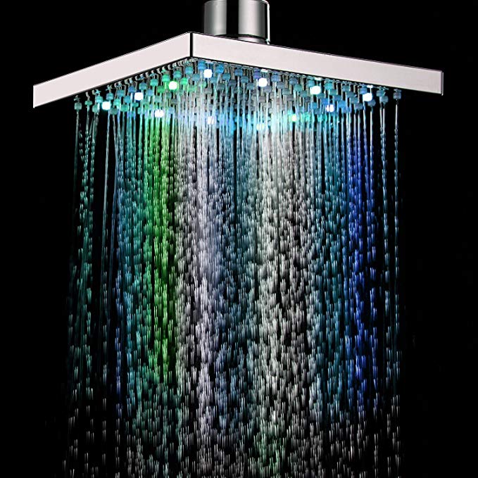 Agile-shop 8 inch Square 7 Colors Automatic Changing LED Shower Head Bathroom Showerheads Sprinkler