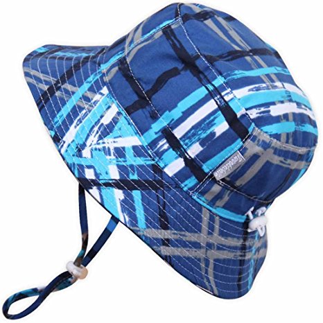 Baby Toddler Kids 50  UPF Size Adjustable Bucket Sun Hat with Chin Strap or Shirt & shorts Set, Aqua Dry