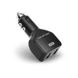 RAVPower 24W 48A Dual USB Car Charger with iSmart Technology for iPhone 6S iPad Samsung Galaxy LG Nexus Motorola Blackberry Nook External Batteries and More - Black