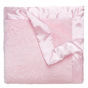 Elegant Baby Ultra Plush Blanket, Satin Border Blanket 36 x 45 Inch in Pastel Pink