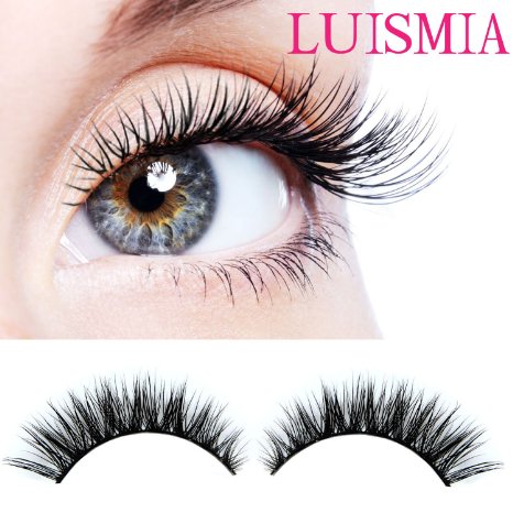 Handmade 3D luxurious 100% Real Mink Natural Long Cross False eyelashes- Luismia® reusable Makeup Crisscross Fake eye lashes Extension- Eyelash Strips (1 Pair)
