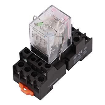 Electromagnetic Power Relay, 14-Pin 5 AMP 110-120V AC Relay Coil with Socket Base, LED Indicator, 4PDT 4NO 4NC - MY4NJ [Applicable for DIN Rail System]