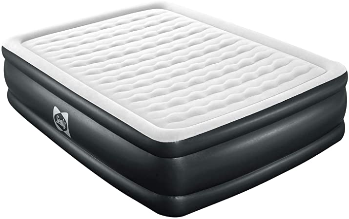 Sealy 94056E-BW Tritech Internal I-Beam 20 Inch High 2 Person Inflatable Mattress Queen Airbed with Built-in Air Pump, Storage Bag, and Repair Patch