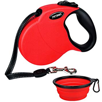 PETDOM Retractable Dog Leash - 16ft Pet Leash for Medium Breed - Tangle Free Reflective Tape with Soft Grip for Outdoor Walking