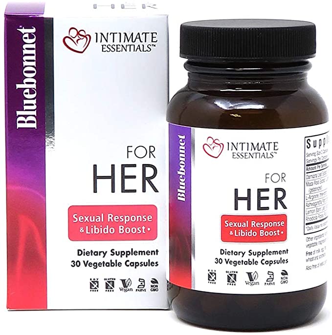 Bluebonnet Nutrition Intimate Essentials for Her Sexual Response & Libido Boost, Soy-Free, Gluten-Free, Non-GMO, Dairy-Free, Kosher Certified, Vegan, 30 Capsules, 15 Servings