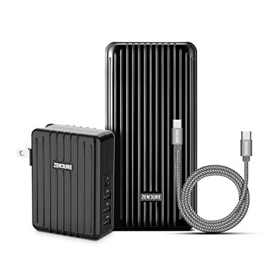 Zendure PD Power Bank 20000mAh Bundle - A6PD 20,100mAh USB-C 3A Portable Charger, 4-Port 45W Power Delivery Wall Charger and 20 inch USB C to C Cable for iPhone, Mac, OnePlus, Galaxy and More - Black