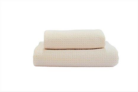 Fina Ultra Absorbent Microfiber Waffle towel SET - ONLY ONE SET of Body(29" x 55") and Hair(19" x 39") Towel. (Linen SET)