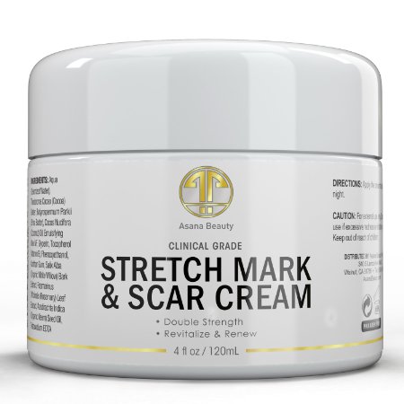 Stretch Mark Cream Huge 4.0 for Removal, Prevention of New and Old Stretch Marks, Scars - all Natural w/ Vitamin E, Shea Butter, Pregnancy Safe
