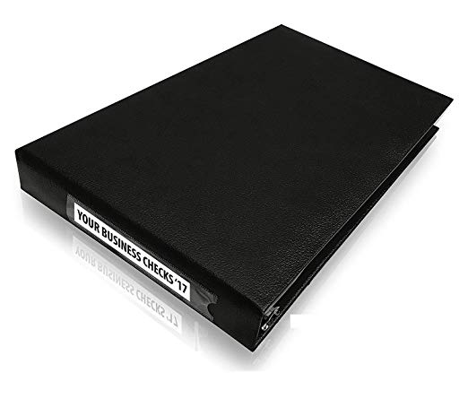 Premium 7 Ring Business Check Binder for 3 on a Page Checks - Large Storage Pouch, Calendar, and Pen Included, | 600 Check / 200 (9" x 13") Sheet Capacity, Black