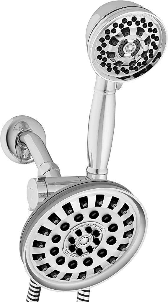 Waterpik 7-Mode 2-in-1 Dual Shower Head System with 5-Foot Hose and PowerPulse Therapeutic Massage, Chrome, XAT-133E-643E