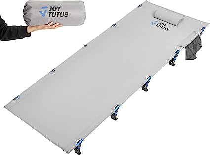 JOYTUTUS Camping Cot, Backpacking Cot Ultra-Lightweight 4.4lbs Cots for SUV Truck, Sleeping Tent Cot Folding Portable Bed Camping Essentials, Easy Set-Up, Outdoor Hiking Travel Grey