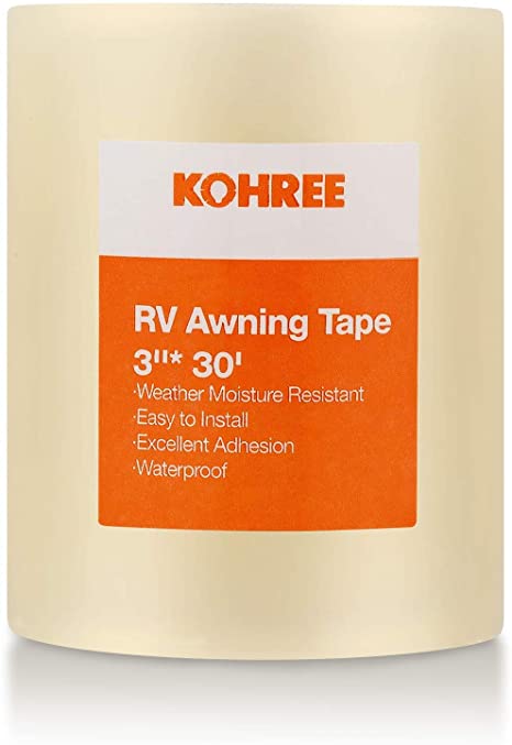 Kohree RV Awning Repair Tape Clear, 3 Inches x 30 Foot, Waterproof Rips Repair Tape Tent Patch Tape for Awning, Camper, RV punctures, Boat Sails, Canopy, Greenhouse.