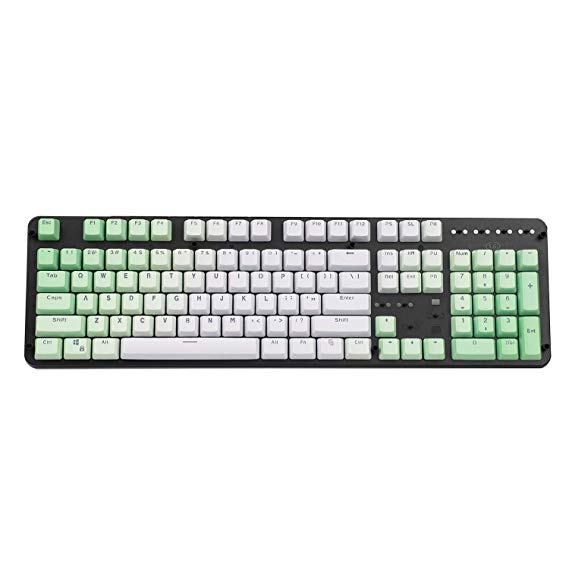 YMDK Double Shot 104 Dyed PBT Shine Through Keyset OEM Profile Keycap Set for Cherry MX Switches Mechanical Keyboard 104 87 61,Green White Gradient