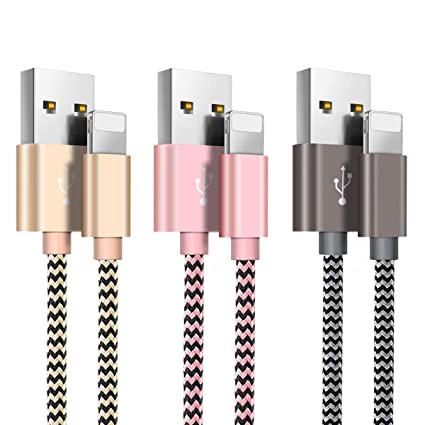 iPhone Charger Cable,3 Pack 5Ft iPhone Charger Cord,Durable Nylon Braided iPhone Charger 3 Pack, iPhone Cable Charger iPhone Charging Cord Compatible with iPhone/iPad/iPod & More