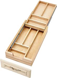 Rev-A-Shelf 12 Inch Wide 2 Tiered Kitchen Utensil & Cutlery Pullout Drawer Tray Organizer, 15" W Soft Close