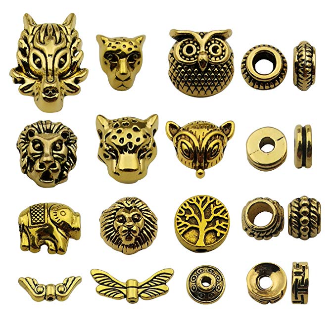 Antique Gold Mixed 60pcs Loose Spacer Bead,Craft Supplies Charms Pendants for Jewelry Findings Making Accessory for DIY Bracelet Necklace M247