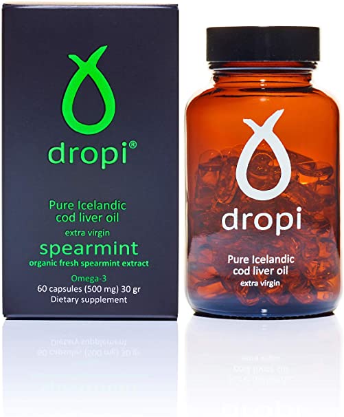 Dropi Pure Icelandic Cod Liver Oil Extra Virgin (60 Capsules - Spearmint)