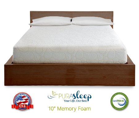 PuraSleep 10 Inch CoolFlow Memory Foam Mattress - Made In The USA - 10-Year Warranty - KING