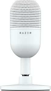 Razer Seiren V3 Mini USB Microphone: Condenser Mic - Supercardioid Pickup Pattern - Tap-to-Mute Sensor with LED Indicator - Shock Absorber - Ultra Compact - PC, Discord, OBS Studio, XSplit - White