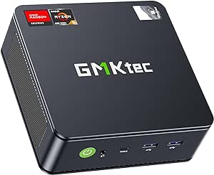 GMKtec Mini PC Ryzen 6600H, M6 Gaming Desktop Computer Preinstalled Windows 11 Pro Dual NIC LAN 2.5G, AMD R5 6600H (6C/12T up to 4.50Ghz), 32G DDR5 RAM   1TB PCle SSD, WiFi 6E, USB 4.0, BT 5.2, HDMI