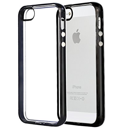 iPhone 5s Case,iPhone SE Case,iPhone 5 Case,by Ailun,Injected&Sealed Bumper,Ultra Clear Transparency,Shock-Absorption,Anti-Scratch&Fingerprints Back Cover,Siania Retail Package[Black]