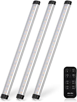 Albrillo LED Under Cabinet Lighting Remote Control, Dimmable 12W 900lm Under Counter Lights for Kitchen Shelf, Cupboard, Natural White 5000K, 3 Pack