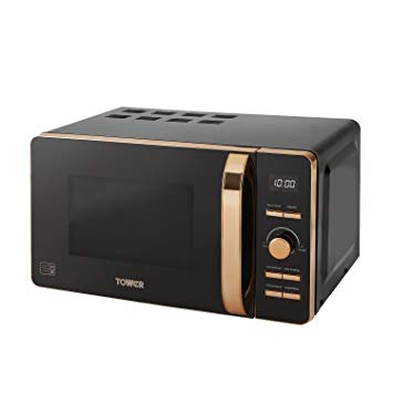 Tower T24021 Digital Solo Microwave with 6 Power Levels, 800 W, 20 liters, Black and Rose Gold