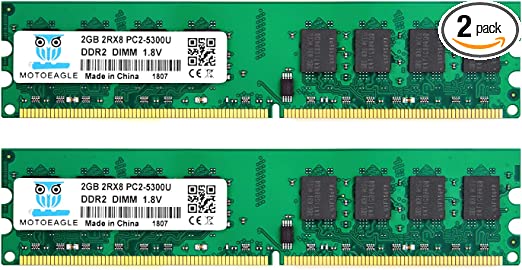 Motoeagle PC2-5300U 4GB Kit (2GBX2) DDR2 667MHz Udimm RAM 2Rx8 PC2 5300 1.8V Unbuffered Desktop Memory Modules