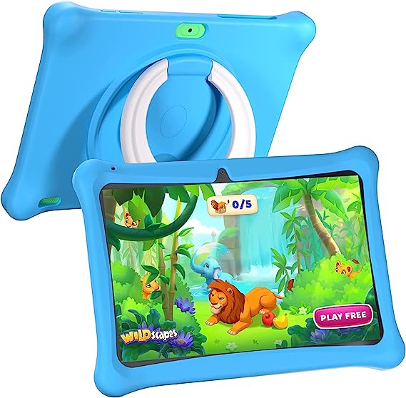 SGIN Android 12 Kids Tablet, 2GB 32GB Kids Tablets, 10 Inch Tablet with Case, WiFi, Parental Control APP, Dual Camera, Educational Games, iWawa Pre Installed (Blue)