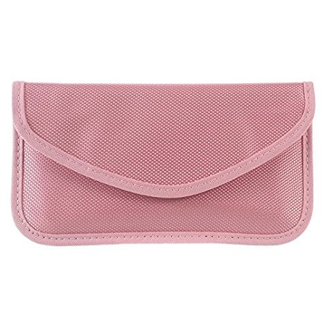 RFID Signal Blocking Bag Anti-tracking Anti-spying RF Signal Shield Blocking Jammer Pouch Case for Cell Phone Privacy Protection and Car Key FOB (Pink)