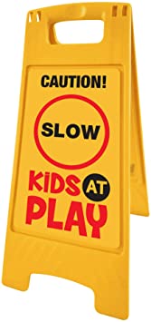 Essentially Yours"Caution! Slow, Kids at Play" | High Vis Yellow Double Sided Street Safety Sign