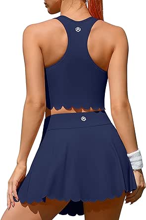 ATTRACO 2 Piece Tennis Dresses for Women Athletic Workout Dress with Shorts and Pockets