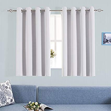 Aquazolax Room Darkening Curtain Panels for Living Room Thermal Insulated Grommet Blackout Draperies/Drapes for Window, 2 Panels, 54W x 54L Inch, Greyish White