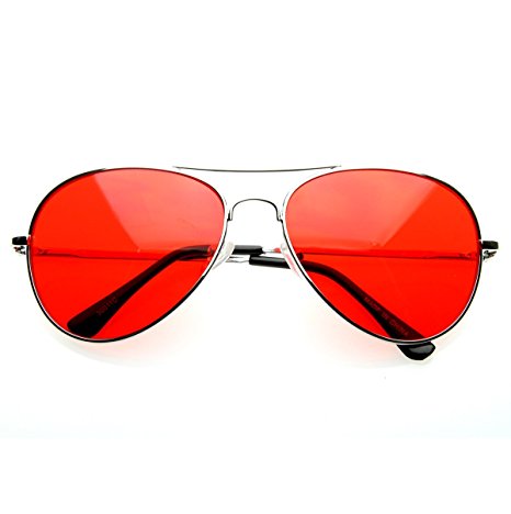 zeroUV - Colorful Premium Silver Metal Aviator Glasses with Color Lens Sunglasses