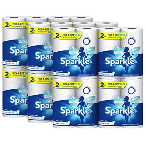 Sparkle Paper Towels, 24 Rolls, White, Pick-a-Size Plus Sheets (a Little Somethin' Extra), 24 = 47 Rolls