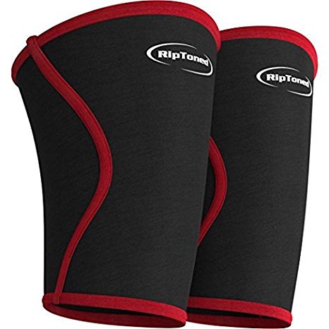 Knee Support Sleeves (PAIR) - Compression for Weightlifting, Powerlifting, Xfit, Squats, Pain Relief & Running - By Rip Toned - Lifetime Warranty. (Small)