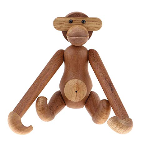 JoyMall Teak Monkey Decorations for Home,Wooden Hanging Monkey Doll Figurine Teak Wood Animal Statues Home Decoration