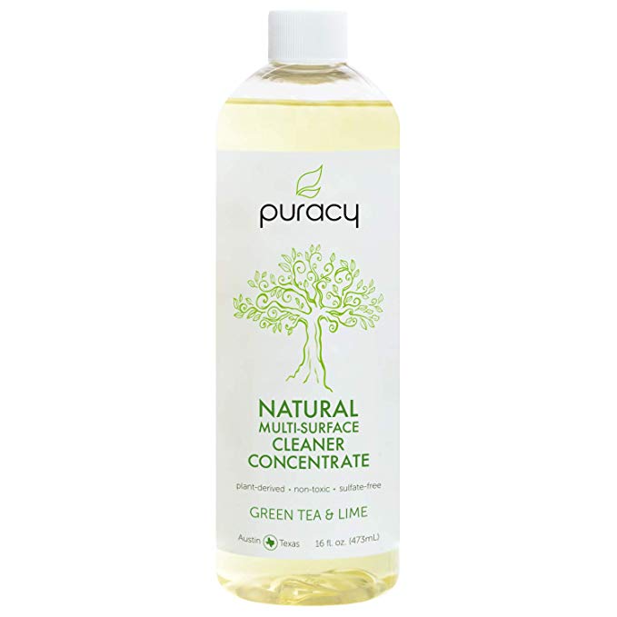 Puracy Natural All Purpose Cleaner Concentrate (Makes 1 Gallon), Streak-Free, Green Tea & Lime, 473 mL