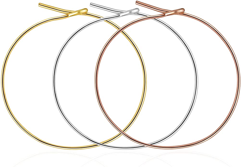 wowshow 3 Pairs Stainless Steel Thin Hoop Earrings Set for Women Sensitive Ears
