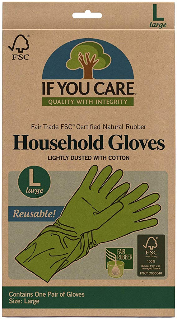 IF YOU CARE Cotton Flock Lined Household Gloves, Large