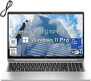 HP Elitebook 650 G10 15.6" FHD Business Laptop Computer, 13th Gen Intel 10-Core i7-1355U, 64GB RAM, 2TB SSD, WiFi 6E, BT 5.3, Backlit KB, Fingerprint Reader, Windows 11 Pro