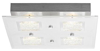 Modern Chrome Square LED Bathroom Light with Clear/Frosted Glass Plate by Haysom Interiors