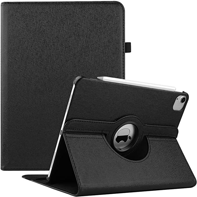 New iPad Pro 11 inch Case 2nd Gen 2020 / 1st Gen 2018-360 Degree Rotating Stand Smart Cover Case with Auto Sleep Wake (Black)